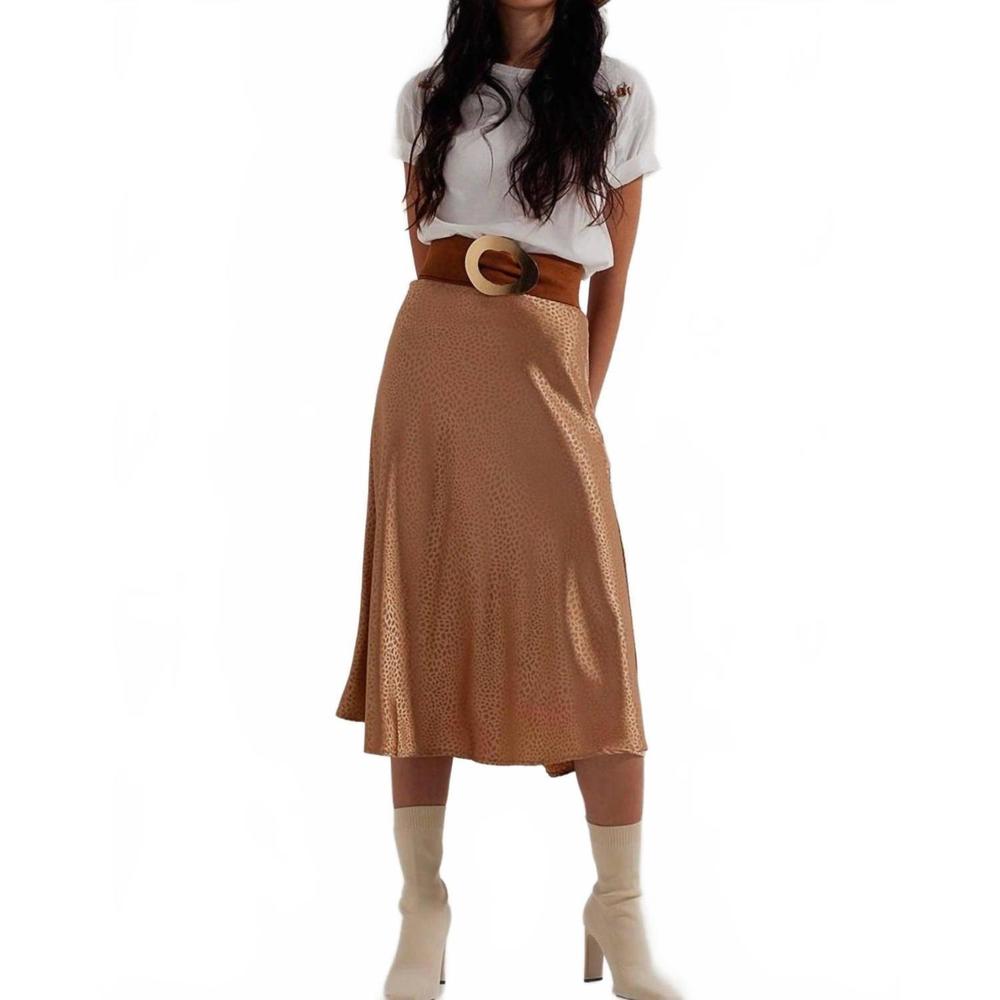 NEW Q2 allison abstract midi skirt in animal print